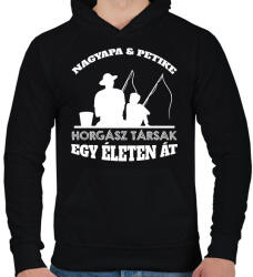 printfashion Horgász társak - Nagyapa és fiú unok névvel - Férfi kapucnis pulóver - Fekete (13784163)