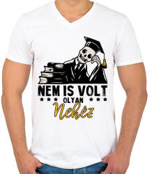 printfashion Nem is volt olyan nehéz - Férfi V-nyakú póló - Fehér (13566603)