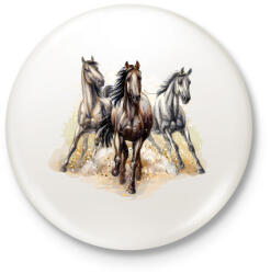 printfashion Három ló vágtázik - Kitűző, hűtőmágnes - Fehér (4808561)