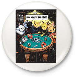 printfashion Pókerező macskák - Kitűző, hűtőmágnes - Fehér (6150713)