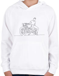 printfashion Vonalas motoros minta 2 - Gyerek kapucnis pulóver - Fehér (6367581)