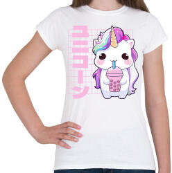 printfashion Unikornis bubis teával - Női póló - Fehér (14590711)