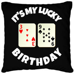 printfashion 39 POKER SZÜLINAP - Párnahuzat, Díszpárnahuzat - Fekete (9832496)