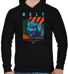 printfashion Wolf - Férfi kapucnis pulóver - Fekete (14560761)