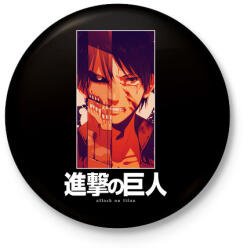 printfashion Singeki no kjodzsin character - Kitűző, hűtőmágnes - Fekete (5387824)