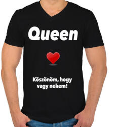printfashion Queen - Férfi V-nyakú póló - Fekete (1137427)