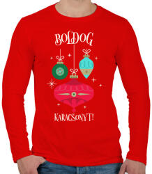 printfashion Boldog Karácsonyt - Férfi hosszú ujjú póló - Piros (9542425)