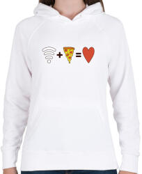 printfashion Wifi + Pizza = Love - Női kapucnis pulóver - Fehér (4250460)