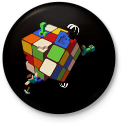 printfashion Rubik - Minecraft - Kitűző, hűtőmágnes - Fekete (15639348)