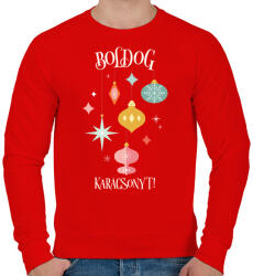 printfashion Boldog Karácsonyt - Férfi pulóver - Piros (9542485)