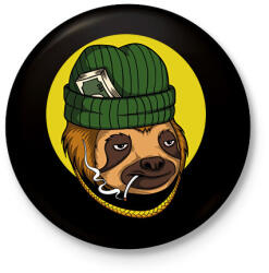 printfashion Dealer lajhár - Kitűző, hűtőmágnes - Fekete (6589852)