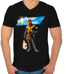 printfashion Fortnite Mancake #1 Victory Royal - Férfi V-nyakú póló - Fekete (16346549)