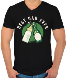 printfashion Best Dad Ever - Férfi V-nyakú póló - Fekete (6138990)