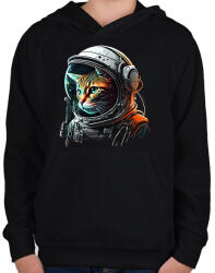 printfashion Space Cat - Gyerek kapucnis pulóver - Fekete (13117247)