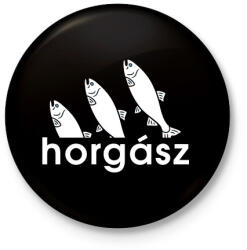 printfashion Horgász - Kitűző, hűtőmágnes - Fekete (4953460)