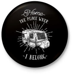 printfashion Otthon bárhol lehet - Kitűző, hűtőmágnes - Fekete (3091355)