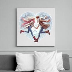 printfashion Szerelmespár télen - Vászonkép - Fehér (15527665)