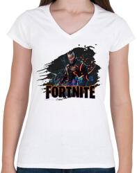 printfashion Fortnite - Női V-nyakú póló - Fehér (2600370)