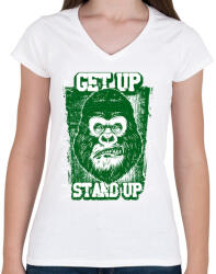 printfashion Graffiti - Gorilla - Női V-nyakú póló - Fehér (4963509)