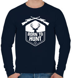 printfashion Born to hunt - Férfi pulóver - Sötétkék (1647333)