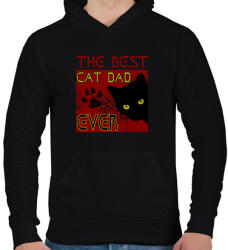 printfashion BEST CAT DAD - Férfi kapucnis pulóver - Fekete (5346483)