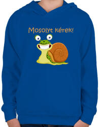 printfashion Mosolyt kérek - Gyerek kapucnis pulóver - Királykék (13903841)