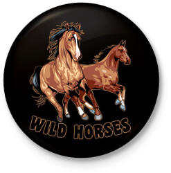 printfashion Wild horses - Kitűző, hűtőmágnes - Fekete (8960244)