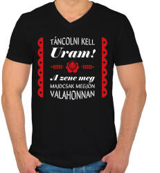 printfashion Táncolni kell Uram! - Férfi V-nyakú póló - Fekete (7418062)