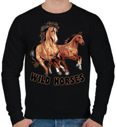 printfashion Wild horses - Férfi pulóver - Fekete (8959630)