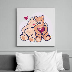 printfashion Mackó Love - Vászonkép - Fehér (6629996)