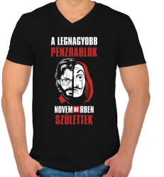 printfashion A legnagyobb pénzrablók novemberben születtek - Férfi V-nyakú póló - Fekete (4681146)
