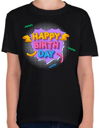 printfashion Happy Birth Day - Gyerek póló - Fekete (2615299)