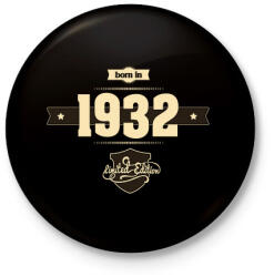 printfashion born-in-1932-cream-choco - Kitűző, hűtőmágnes - Fekete (3093929)