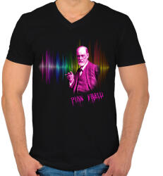 printfashion PINK FREUD - Férfi V-nyakú póló - Fekete (1839657)