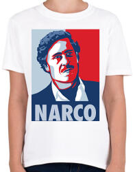 printfashion NARCO (Pablo Escobar) - Gyerek póló - Fehér (1907509)