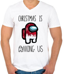 printfashion Christmas is Among Us - Férfi V-nyakú póló - Fehér (4118710)