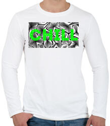 printfashion Zöld CHILL - Férfi hosszú ujjú póló - Fehér (13909362)