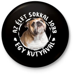 printfashion Angol Bulldog - Kitűző, hűtőmágnes - Fekete (5440484)