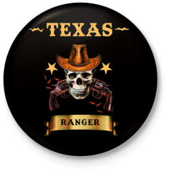 printfashion TEXAS RANGER SKULL - Kitűző, hűtőmágnes - Fekete (3097615)