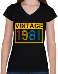 printfashion 1981 - Női V-nyakú póló - Fekete (13129569)