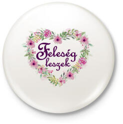 printfashion Feleség leszek (virágos szív) - Kitűző, hűtőmágnes - Fehér (6310257)