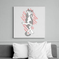 printfashion Alvó cica - Vászonkép - Fehér (8308274)