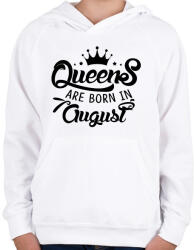 printfashion A királynők augusztusban születnek - Gyerek kapucnis pulóver - Fehér (298742)