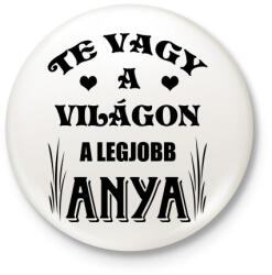 printfashion Legjobb anya - Kitűző, hűtőmágnes - Fehér (3089718)