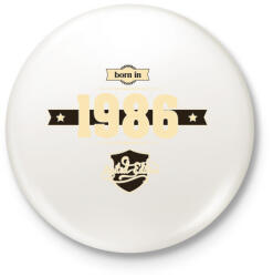 printfashion born-in-1986-cream-choco - Kitűző, hűtőmágnes - Fehér (3076864)
