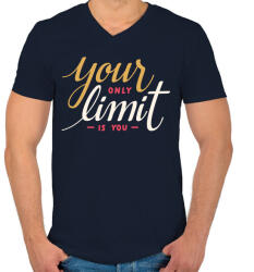 printfashion Limit - Férfi V-nyakú póló - Sötétkék (261050)