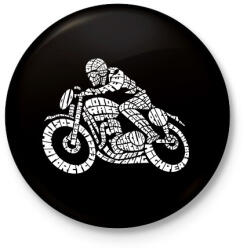 printfashion Cafe racer - Kitűző, hűtőmágnes - Fekete (3091430)