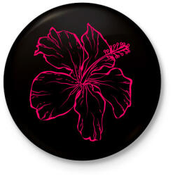 printfashion hibiscus - Kitűző, hűtőmágnes - Fekete (3101156)