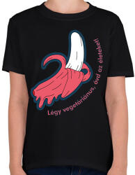 printfashion Légy vegetáriánus - Gyerek póló - Fekete (6600164)