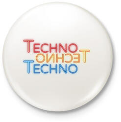 printfashion Techno - Neon - Kitűző, hűtőmágnes - Fehér (6583940)